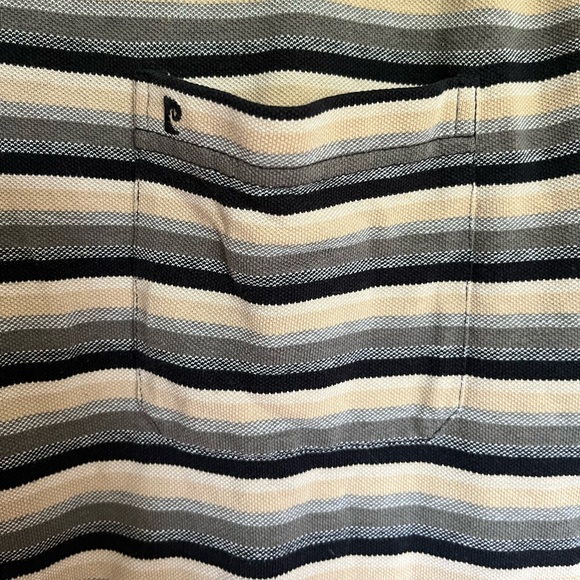 Pierre Cardin Men's Striped Black, Tan and Gray Shirt - Picture 4 of 6